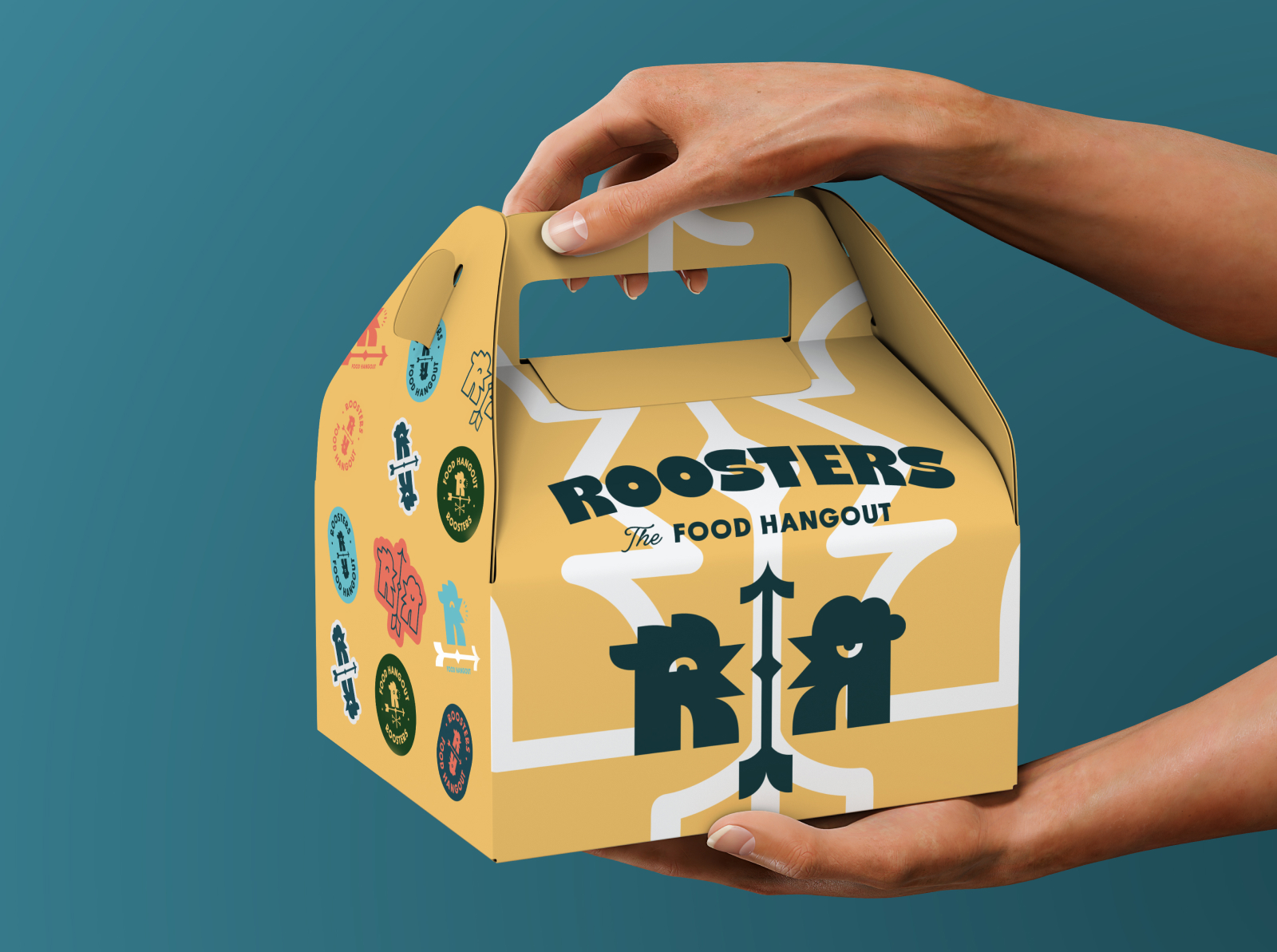 Branding și identitate vizuală pentru restaurantul Roosters din Arad, realizate de Rainfall