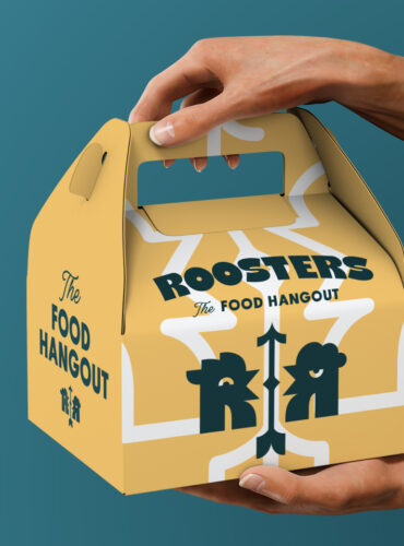 Branding și identitate vizuală pentru restaurantul Roosters din Arad, realizate de Rainfall